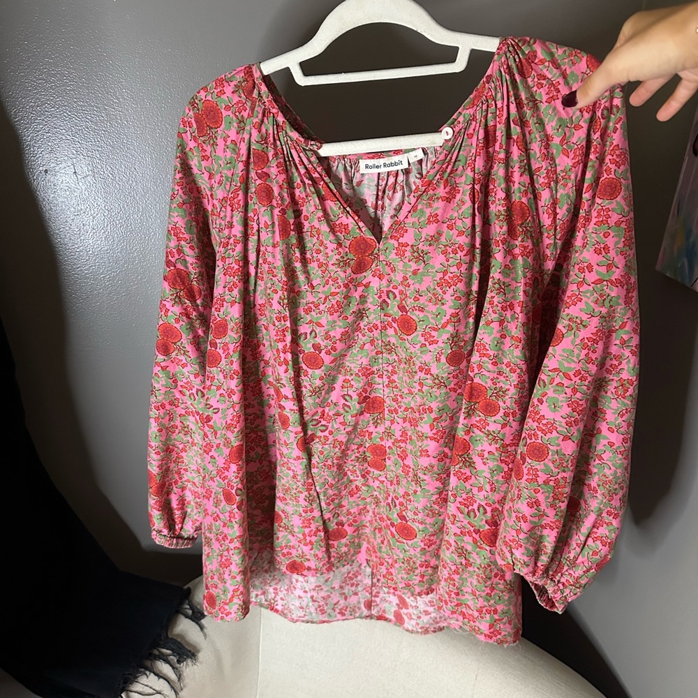 Roller Rabbit Red and Pink Floral Blouse